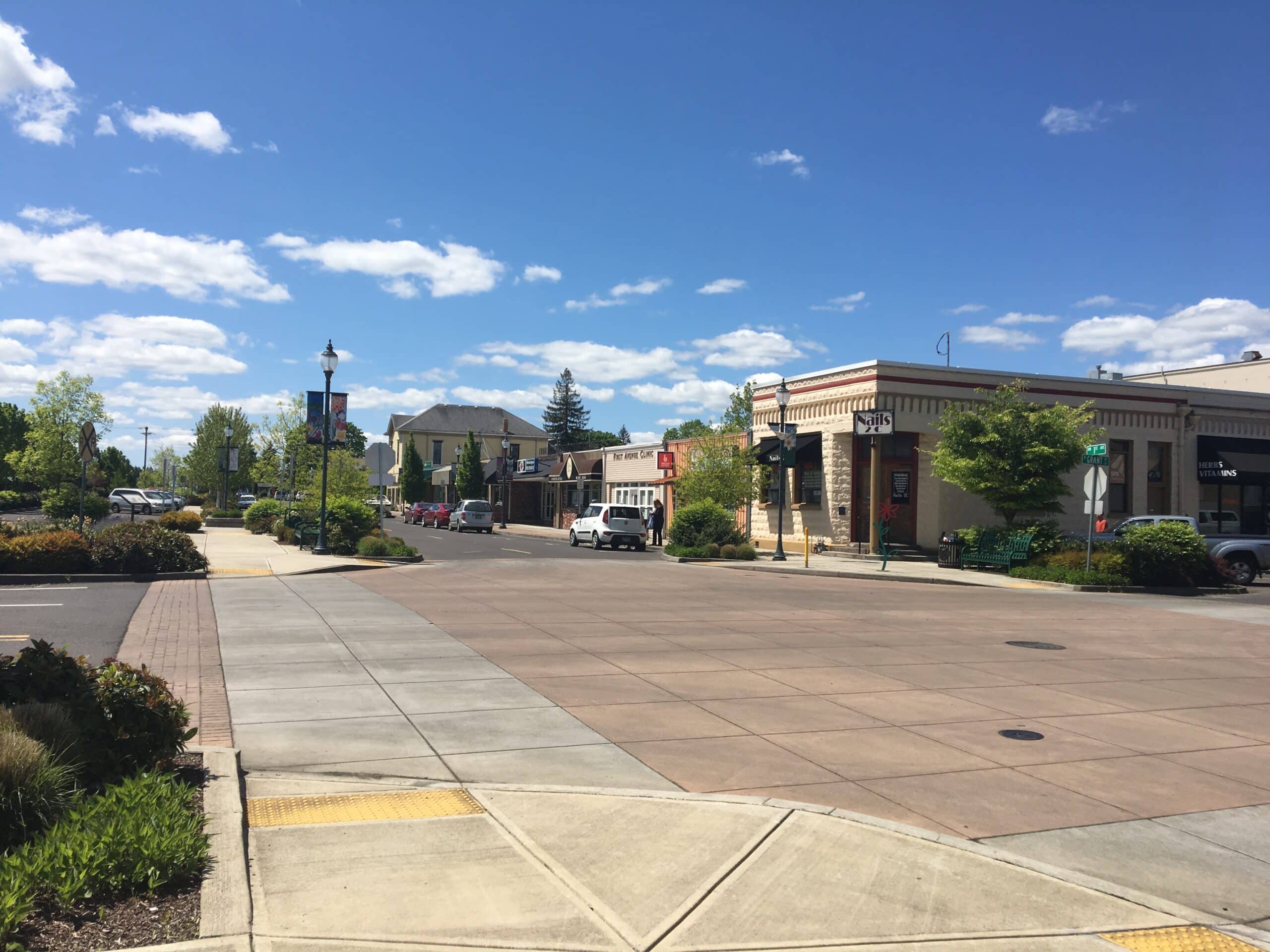 Downtown shops in Canby, Oregon