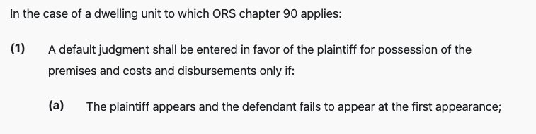 ORS 105.137 text on default judgment when the defendant fails to appear at the first appearance